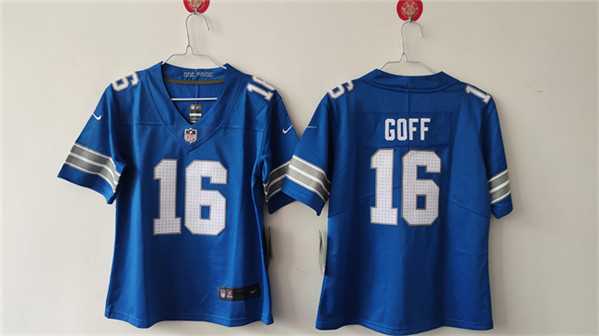 Women%27s Detroit Lions #16 Jared Goff Blue Vapor Stitched Jersey